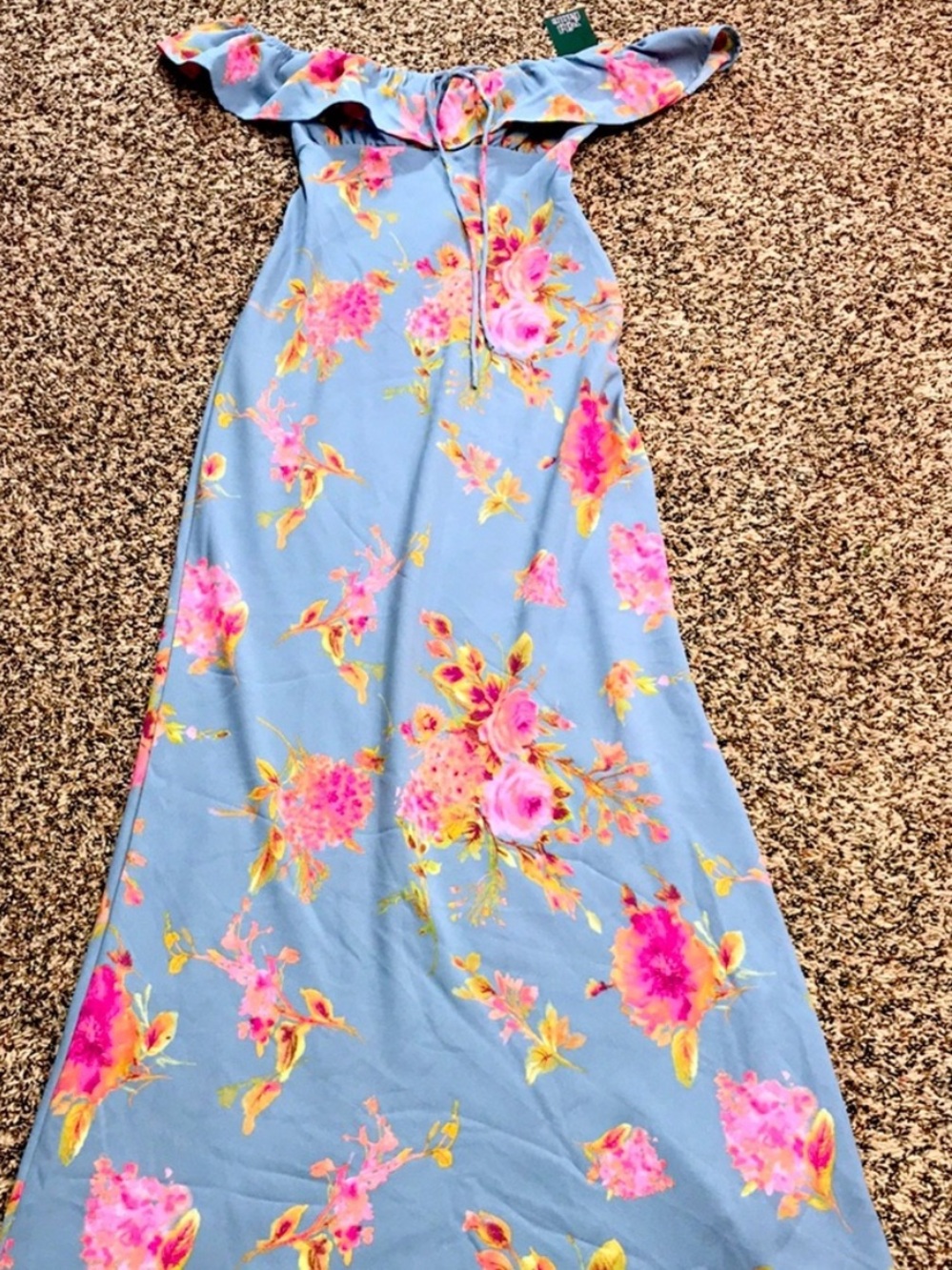 Floral Ruffle Square-Neck Maxi Dress in Blue XXS Wild Fable | NWT - Picture 3 of 9